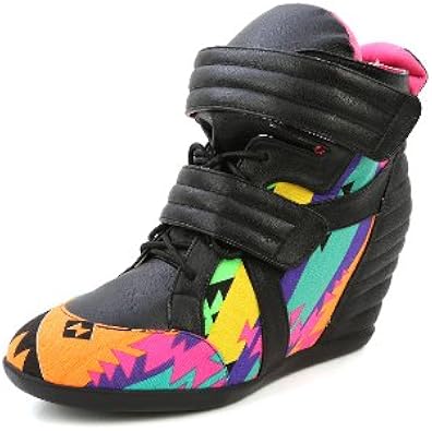 neon wedge sneakers