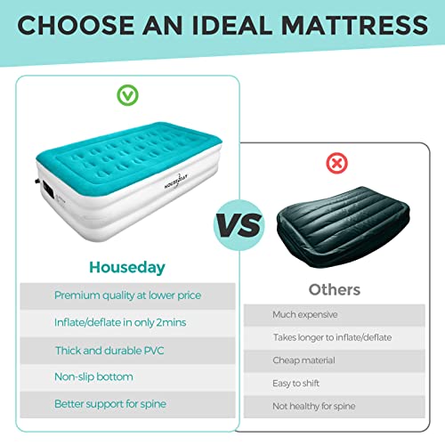HOUSE DAY Twin Air Mattress with Built Raised Electric Airbed with