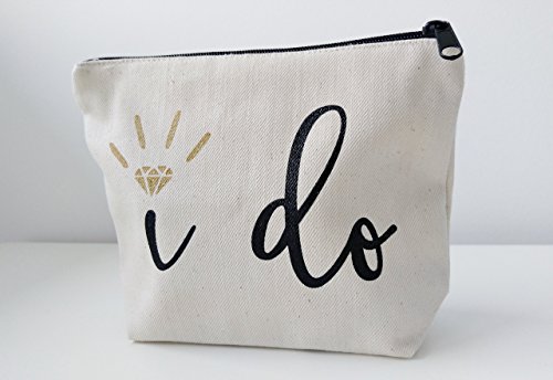 Bridal Shower Gift Bride Gift I Do Canvas Makeup Bag Gold Make Up Pouch Cosmetic Pouch Cosmetic Bag Makeup Organizer Bride To Be Gift I Do Wedding Vows