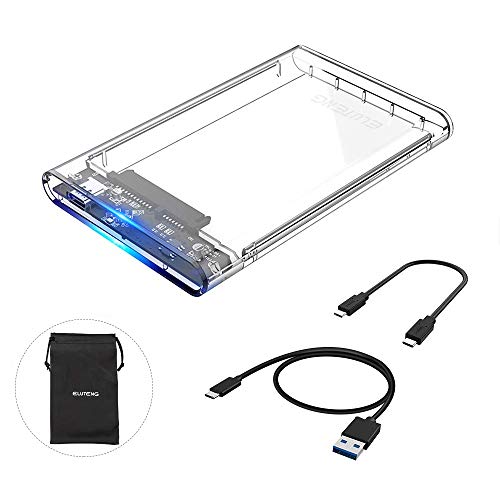 ELUTENG USB C SSD Enclosure 2.5inch, External Hard Drive Case Type-C to SATA with 2 USB 3.1 Cables Superspeed 5Gbps Compatible with WD/Seagate 7mm and 9.5mm HDD Support UASP Up to 2TB