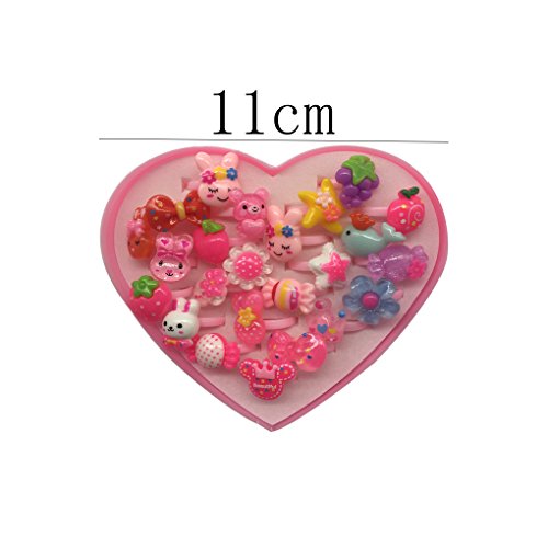 image for 24 Pieces Little Girl Jewel Rings in Heart-shaped Box - HYHP Princess 