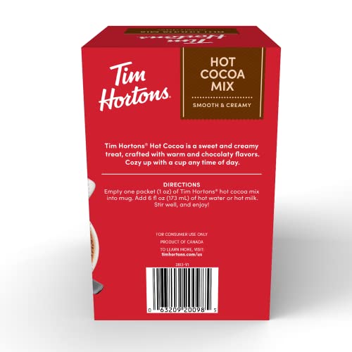 TIM HORTONS HOT COCOA MIX PACKETS, SMOOTH & CREAMY, 8 COUNT