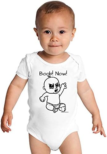 ForBabyz Funny Baby Bodysuit Romper Boob Now Boy Girl Unisex White