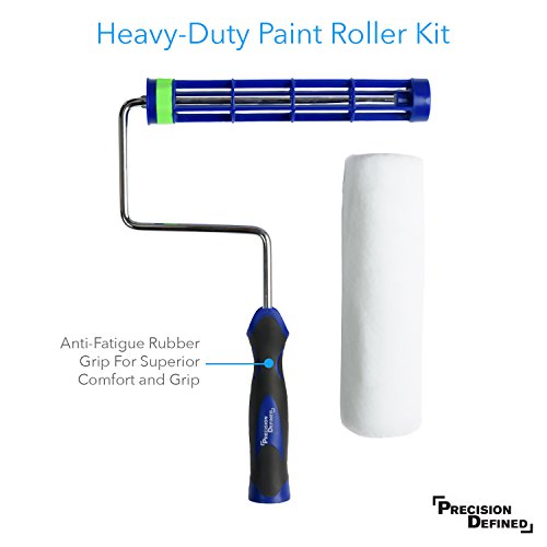 Precision Defined Self-Lock Paint Roller Frame and Roller Cover Set, with Durable Anti-Fatigue Soft Grip Handle (9-Inch)
