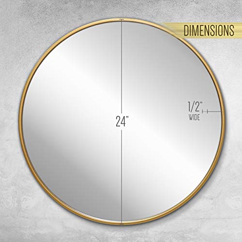 Gold Circle Wall Mirror 24 Inch Round Wall Mirror for Entryways