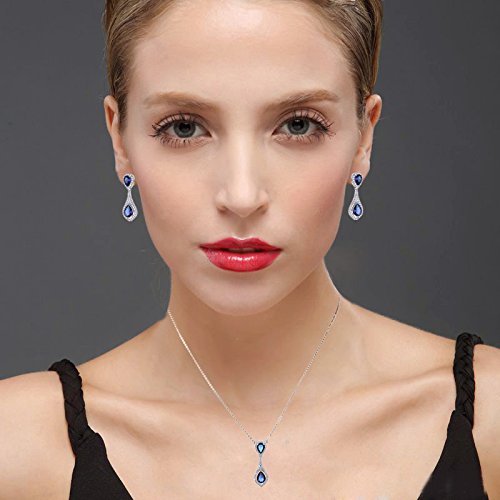 AMYJANE Bridal Jewelry Set - Crystal Cubic Zirconia Heart Necklace And Earrings For Bride, Bridesmaids, Wedding, Prom