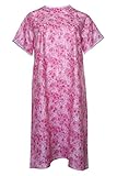Women's Adaptive Poly Cotton Backwrap Gown - Pink Flower Print