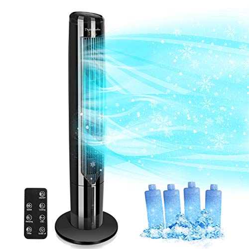 Evaporative Air Cooler, Tower Fan with Remote Oscillation Quiet Cooling