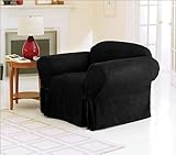 Green Living Group Chezmoi Collection Soft Micro Suede Solid Armchair/Arm-Chair Cover Slipcover with Elastic Band Under Seat Cushion, Black