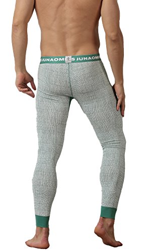 WUAMBO Men's Thermal Pant Winter Baselayer Long John Leggings Green Waist 35-38"