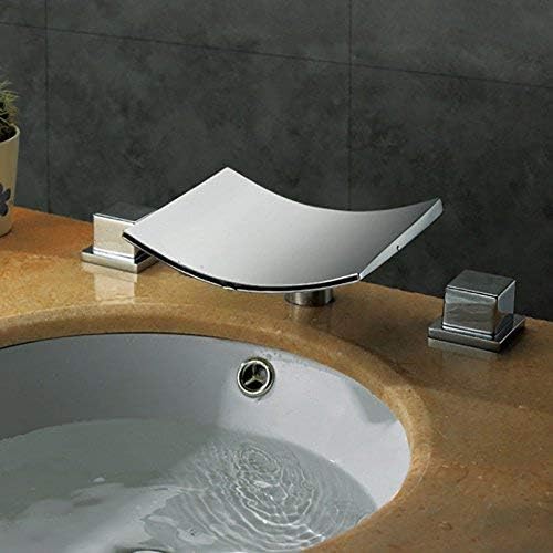 Eeayyygch Bathroom Sink Basin Tap Brass Mixer Tap Washroom Mixer Faucet The sink faucet three hole split and cold water faucet LED with light color temperature cont