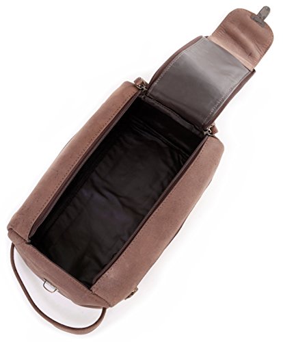 LEABAGS Palm Bay genuine buffalo leather toiletry bag in vintage style - Brown