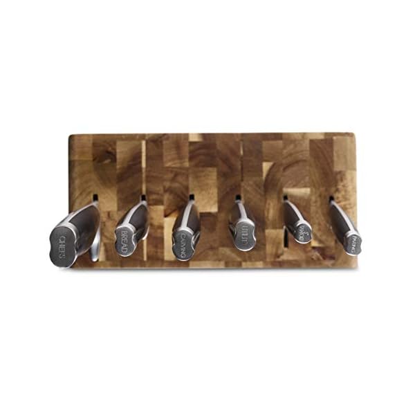 Jamie Oliver 6 Piece Acacia Knife Block - Includes Paring, Santoku, Utility, Chef's, Carving and Bread Knives with Black…