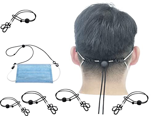 Mask Holder, Mask Lanyards, Face Mask Holder, Mask Accessories Adjustable Lightweight Mask Strap Extender, Mask Strap Hook for All Mask Types for Women, Men and Kids (Black, 5strap)