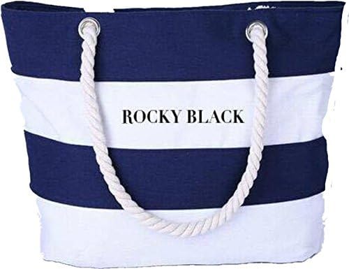 ROCKY BLACK Beach Bag Waterproof Canvas Tote - Large