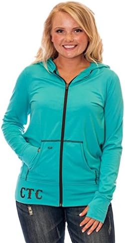 Cowgirl Tuff Turquoise Athletic Zip Hoodie w/Branded print thumb holes and pocket opening for earbuds (XX-Large)
