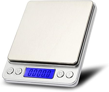 Digital Kitchen Scale,3KG 0.01oz/ 0.1g Pocket Cooking Scale,Mini Food Scale, High-precision Pro Electronic Jewelry Scale with Blue Back-Lit LCD Display,Tare & PCS Functions,Stainless Steel (Sliver #1)
