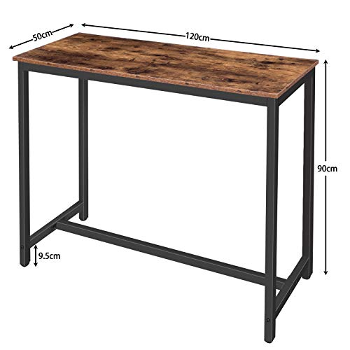 HOOBRO Bartisch, Küchentisch, Küchentresen, rechteckiger Stehtisch, stabiles Metallgestell, 120 x 50 x 90 cm… – Bild 8
