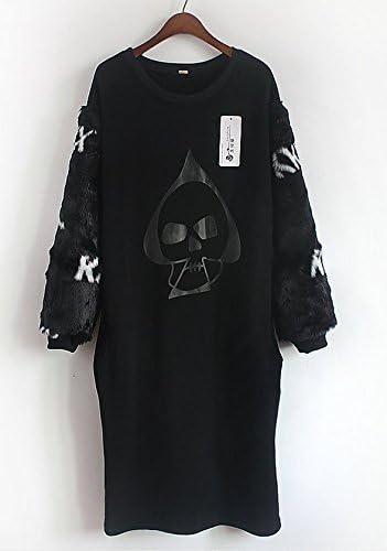 Black and white letters thick winter new version tide in the long section hedging long-sleeved cashmere sweater fleece women