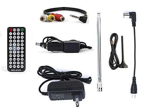 Milanix MX10 10" Portable Battery Powered Widescreen LCD Handheld TV with AC/DC, Detachable Antennas, USB/SD Card Slot, Built in Digital Tuner, and AV Inputs