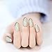 24pcs Noble Grey with Sliver Side False Nails Oval Short Full Cover Artificial Nails with Glue Sticker