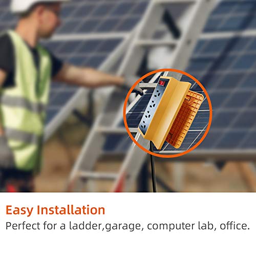 Desk Clamp Power Strip,Yellow Desktop Power Outlets Connect 4 Plugs,Removable Desktop Mount Multi-Outlets with 6ft Cord for Home Office Reading Outdoor,UL and ETL Listed