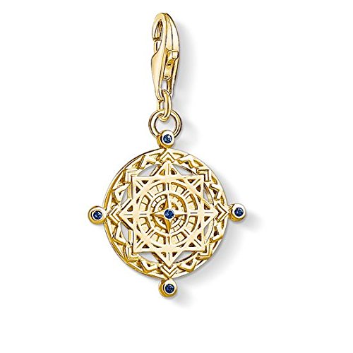 THOMAS SABO Unisex Charm-Anhänger Vintage Kompass 925er Sterlingsilber; 750er Gelbgold Vergoldung 1662-922-39