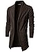 Ohoo Mens Long Sleeve Draped Open Front Shawl Collar Longline Cardigan