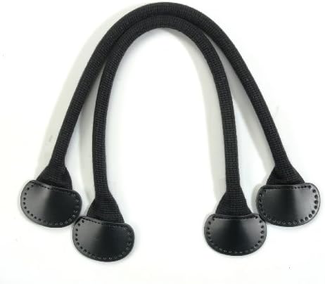 18.1" byhands Black Webbing Purse Handles with Genuine Leather Tab, (24-4003-L)