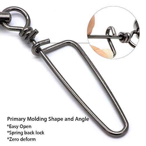 Alwonder Lot 20 Angelwirbel mit Coast Lock Snap Edelstahl Schwarz Nickel Fischwirbel – Bild 6
