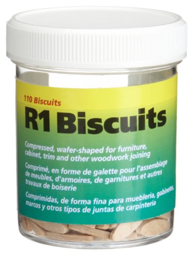 wolfcraft 2993404 Compressed Wafer Shaped Wood Joining Biscuits for Joining Wood Pieces, #R1, 110 Piece Jar