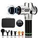 Handheld Percussion Massage Gun - Deep Tissue Massager for Sore Muscle and Stiffness - Quiet, 30 Speed High-Intensity Vibration - Quick Rechargeable Device - Includes 6 Massage Heads (Silver)