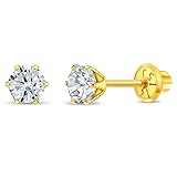 14k Yellow Gold 4mm Solitaire Round Simulated