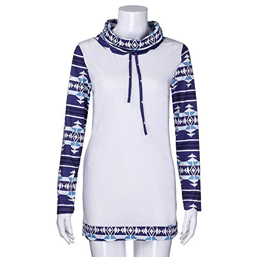 Women's Patchwork Top Duseedik Aztec Long Sleeve Cowl Neck Geometric Ethnic Printing Blouse