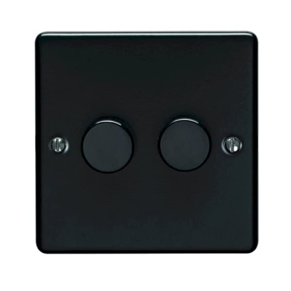 2 GANG 400W/LED 2 Way Dimmer Switch Black — image 1