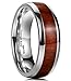 King Will Titanium Wedding Band for Men-7mm Dome Sliver Titanium Men Ring with Koa Wood Inlay, Wooden Wedding Band Ring for Men Women High Polished Comfort Fit Size 12