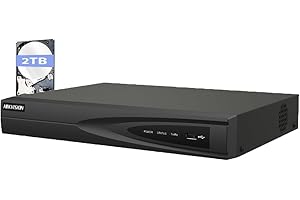 KAFFE HIK 8CH 4K NVR DS-7608NI-Q1/8P 8CH PoE 8MP 4K Network Video Recorder NVR with Built-in PoE Ports for IP PoE Network Cameras H.265 1xSATA Compatible with Hikvision Hik-Connect APP (2TB HDD)