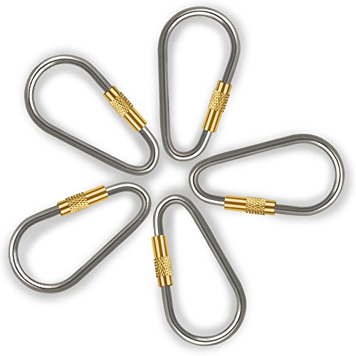 D-FantiX Mini Titanium Carabiner, D-Ring Locking Carabiner Keychain with Key Rings EDC Gear (Pack of 5) - Image 3
