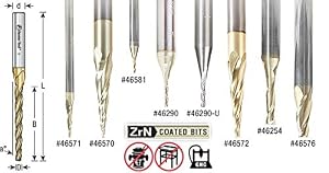 Amana Tool 46254 CNC 2D And 3D Carving 0.10 Deg Tapered Angle Flat Bottom 1/8 D X 15/32 CH X 1/4 SHK X 2-23/64 Inch Long X 2 Flute SC ZrN Coated Router Bit