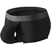 Cerahome Men's Boxers Briefs Fly Pouch Front Open Breathable Bulge Underwear Separated Pouch Trunks