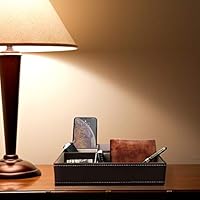 Baoyun Mens Valet Tray Organizer Leather Nightstand Dresser Top Box With 5 Compartment For Accessories Wallet Phone Keys Black Brown Boxes Organisers Amazon Com Au