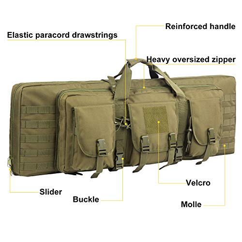 AK47/AR16 Tactical Rifle Case Double Carbine Bag Outdoor Molle Deluxe Double Rifle Gun Bag Padded Long Gun Case & Rifle Storage Backpack(2 Sizes and 6 Colors to chooese from) (O.D. Green, 38inch) - Thumbnail 3