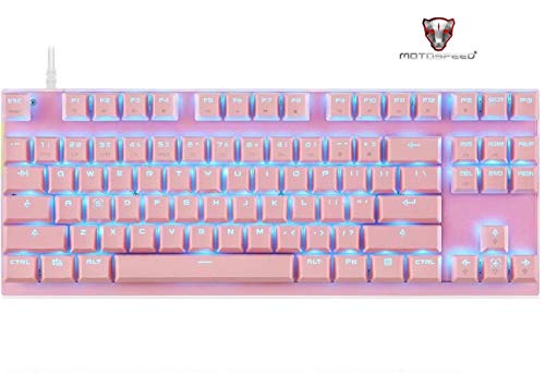 Motospeed CK82 Professional Mechanical Keyboard, RGB Backlight Support Wired USB,Ergonomic Design, 87 Keys Gaming Keyboard Red Switch for Gaming or Office(Pink) Motospeed CK82 Professional Mechanical Keyboard, RGB Backlight Support Wired USB,Ergonomic Design, 87 Keys Gaming Keyboard Red Switch for Gaming or Office(Pink)