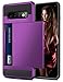 Vofolen Cover for Galaxy S10 Case Wallet Credit Card Holder ID Slot Sliding Door Hidden Pocket Anti-Scratch Dual Layer Protective Hard Shell Rugged TPU Bumper Armor for Samsung Galaxy S10 (Purple)