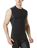 TM-MUA75-BKH_Medium Tesla Men's Mesh-Back Panel R Neck Sleeveless Muscle Tank Compression Baselayer MUA75