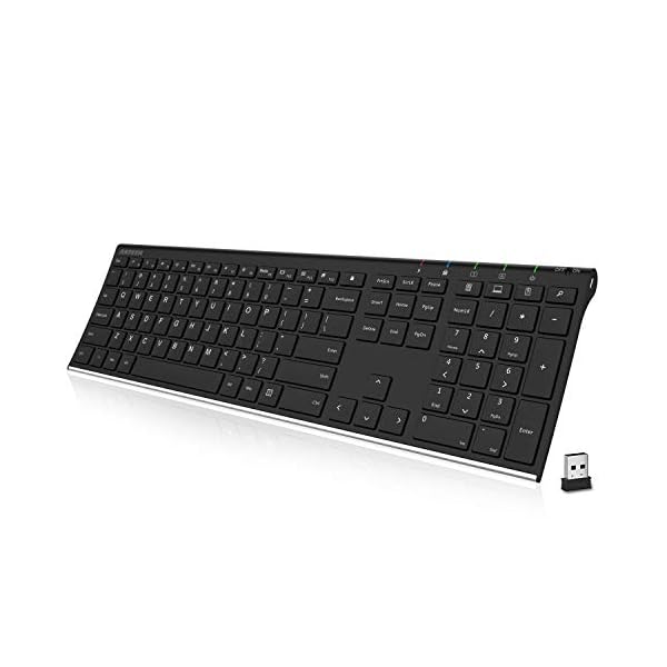Arteck 2.4G Wireless Keyboard Stainless Steel Ultra Slim Full Size Keyboard with Numeric Keypad for Computer/Desktop/PC…