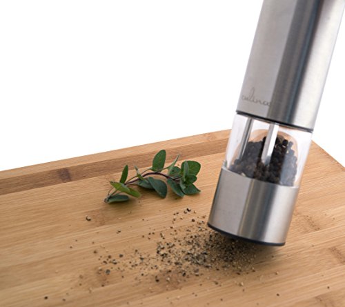 Culina Quality Stainless Steel Electric Powered Fine Grind Salt/Pepper Mill with LED Light