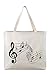 Reusable Canvas Bag - Attractive Tote Bag with Printed Music Theme. Durable with Double Stitch and Sturdy Shoulder Straps to Handle Music Lesson Books. Made in USA (Music)