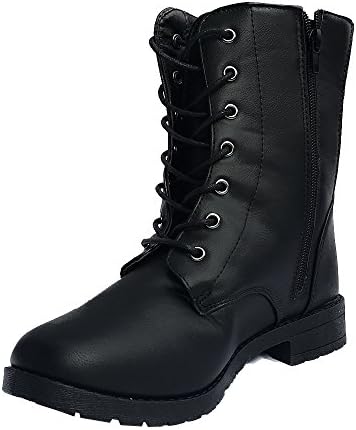 Women's Combat Lace Up Boots (5/6, Black)