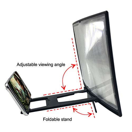 3D Curve Screen Magnifier Compatible with All Smartphones 12" HD Amplifier Projector Magnifing Screen for Movies, Videos, and Gaming Foldable Phone Stand - Thumbnail 4